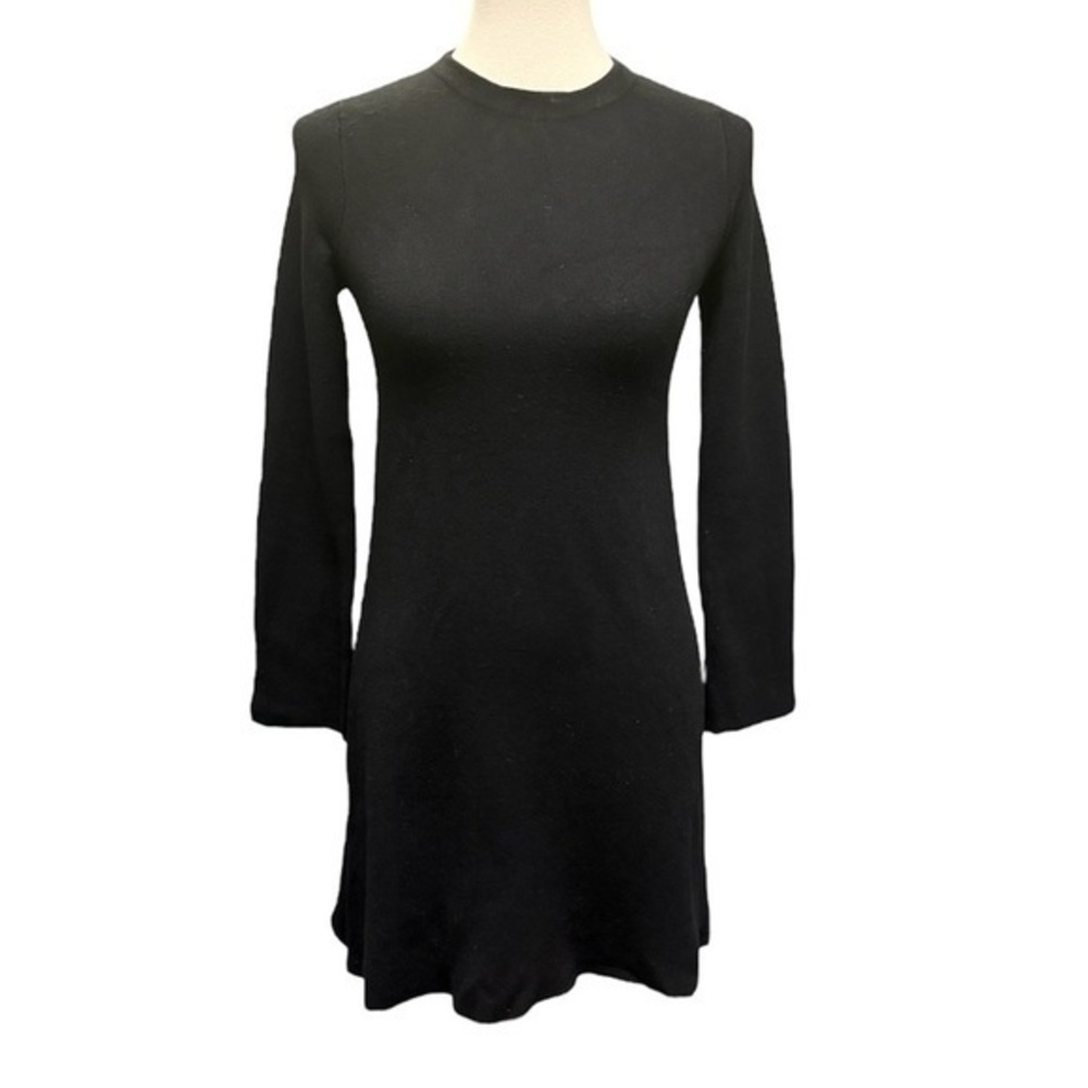 Zara Knit Black Long Sleeve Round Neck Sweater Dress - Size Small